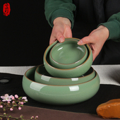 青瓷大号烟灰缸创意个性 复古家用客厅办公室烟灰缸 防风烟缸中式