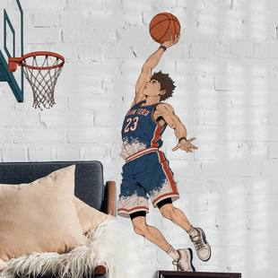 体育运动篮球扣篮场景墙贴纸自粘早教训练贴画墙面装饰布置寝室