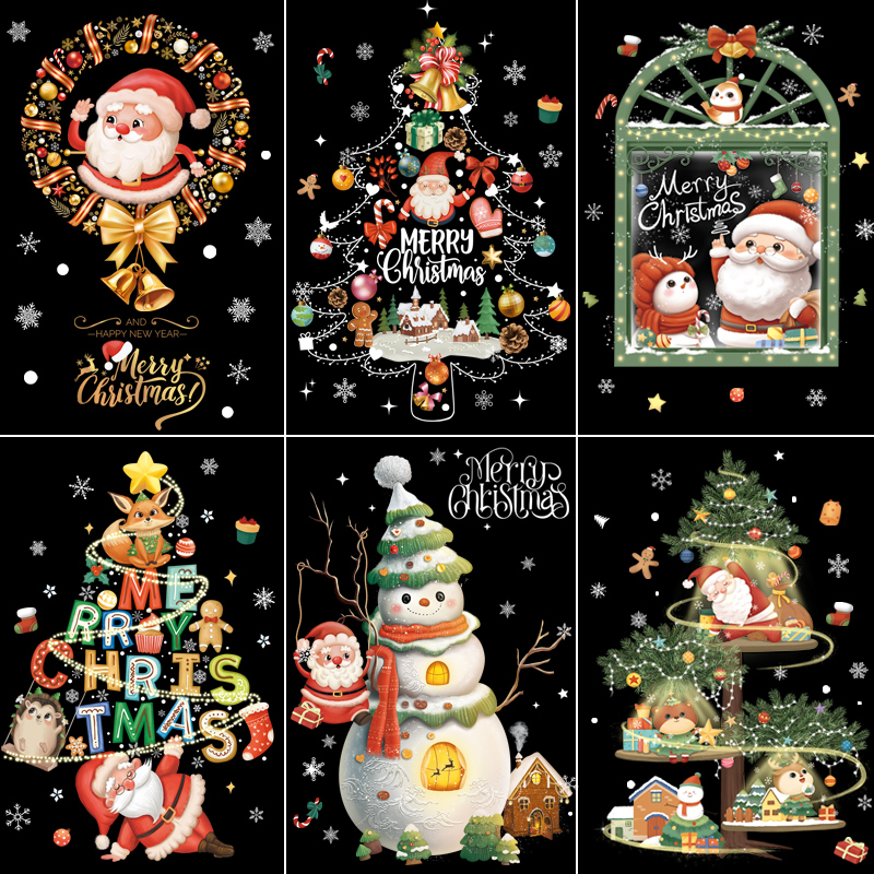 餐厅橱窗pvc圣诞静电玻璃