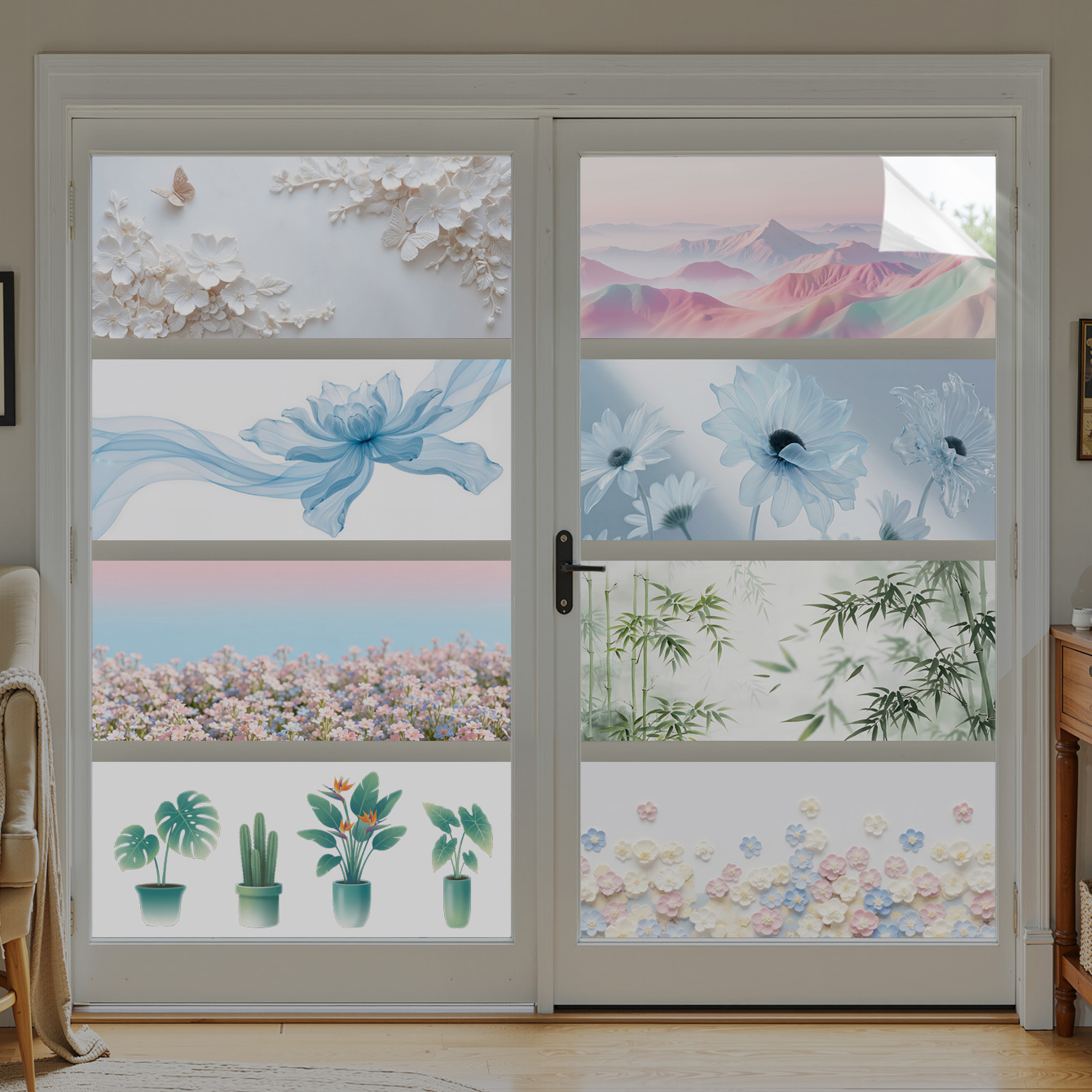 全遮光不透明静电免胶玻璃膜窗户贴纸厕所洗澡间防窥膜防走光横向