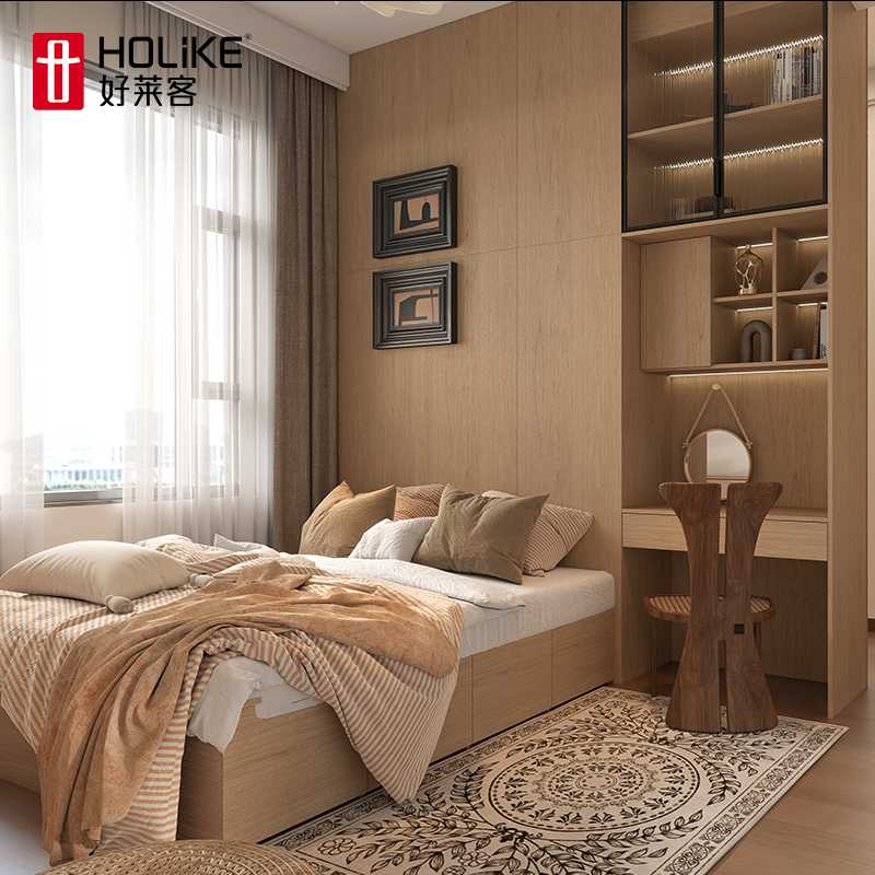 好莱客轻定制榻榻米男孩女孩卧室榻榻米衣柜书柜书桌整体地台定做