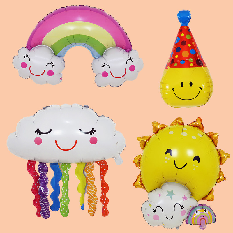 笑脸铝膜生日气球惊喜卡通派对气球儿童布置彩虹太阳浪漫场景装饰