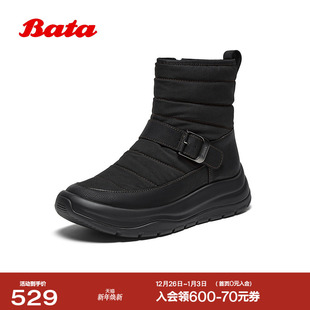 百搭短靴AGS46DZ5 加绒保暖厚底时尚 Bata雪地靴女2025冬季 商场新款