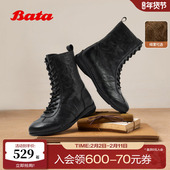 休闲羊皮加绒时装 Bata拳击靴女2025冬季 商场新款 靴ACC43DZ5
