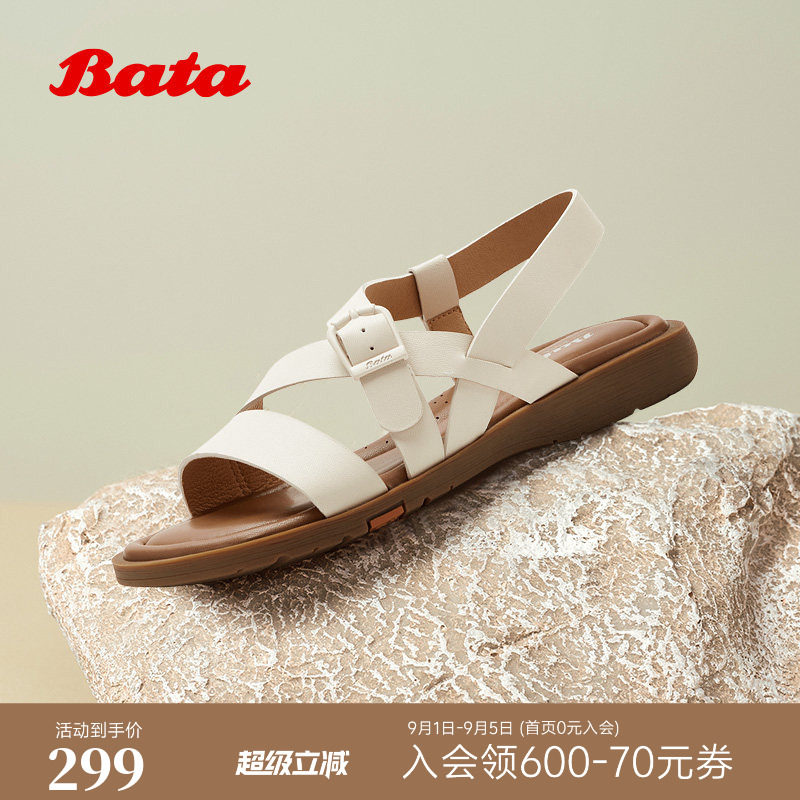 Bata罗马凉鞋女2026夏季商场新款复古舒适羊皮软底凉鞋图片