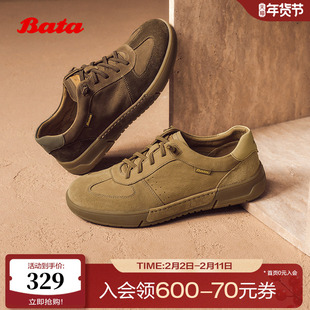 Bata休闲鞋男2025秋季商场新款牛皮透气舒适百搭运动鞋J0385CM5