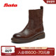 商场新款 Bata时装 靴女2025冬季 休闲羊皮软底加绒短靴33527DD5