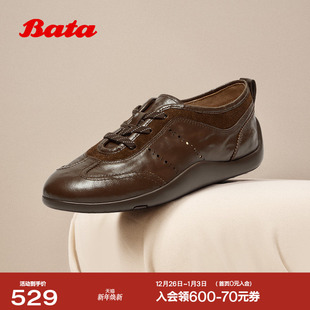 软底休闲运动鞋 时尚 ALI57AM6 商场新款 Bata羊皮书德训女2026春季