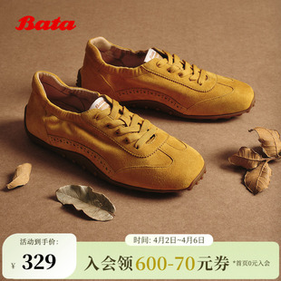 Bata葫芦软酪秋商场新款 ABI02CM5 羊皮轻便复古休闲运动德训鞋
