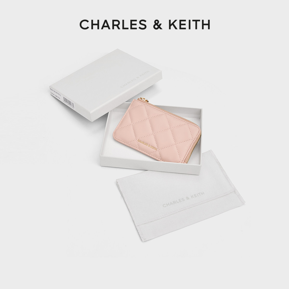 CHARLES&KEITH25冬新品CK6-50770711金属包挂拉链菱格零钱包卡包