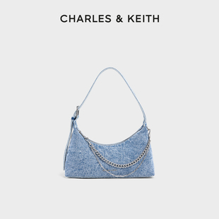 CHARLES&KEITH26春新品CK2-40782472-1牛仔链条简约单肩腋下包女