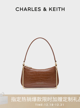 CHARLES&KEITH秋冬女包CK2-80151362-B鳄鱼纹链条腋下包小方包女