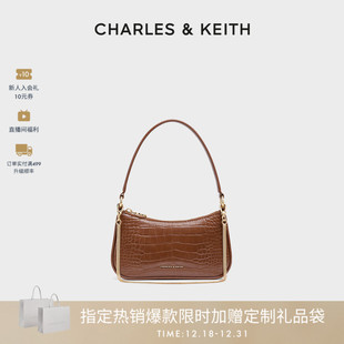 CHARLES&KEITH秋冬女包CK2 B鳄鱼纹链条腋下包小方包女 80151362