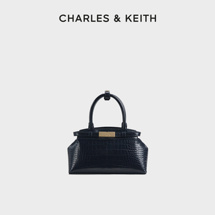 1時尚 CHARLES&KEITH夏季 女包CK2 30782470 鱷魚紋手提凱莉包女