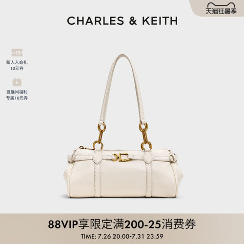 CHARLES＆KEITH复古锁扣饰法棍包