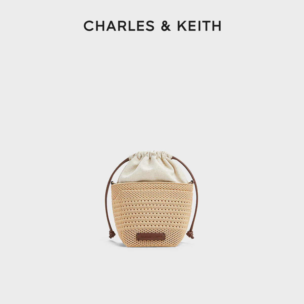 CHARLESKEITH度假编织抽绳水桶包