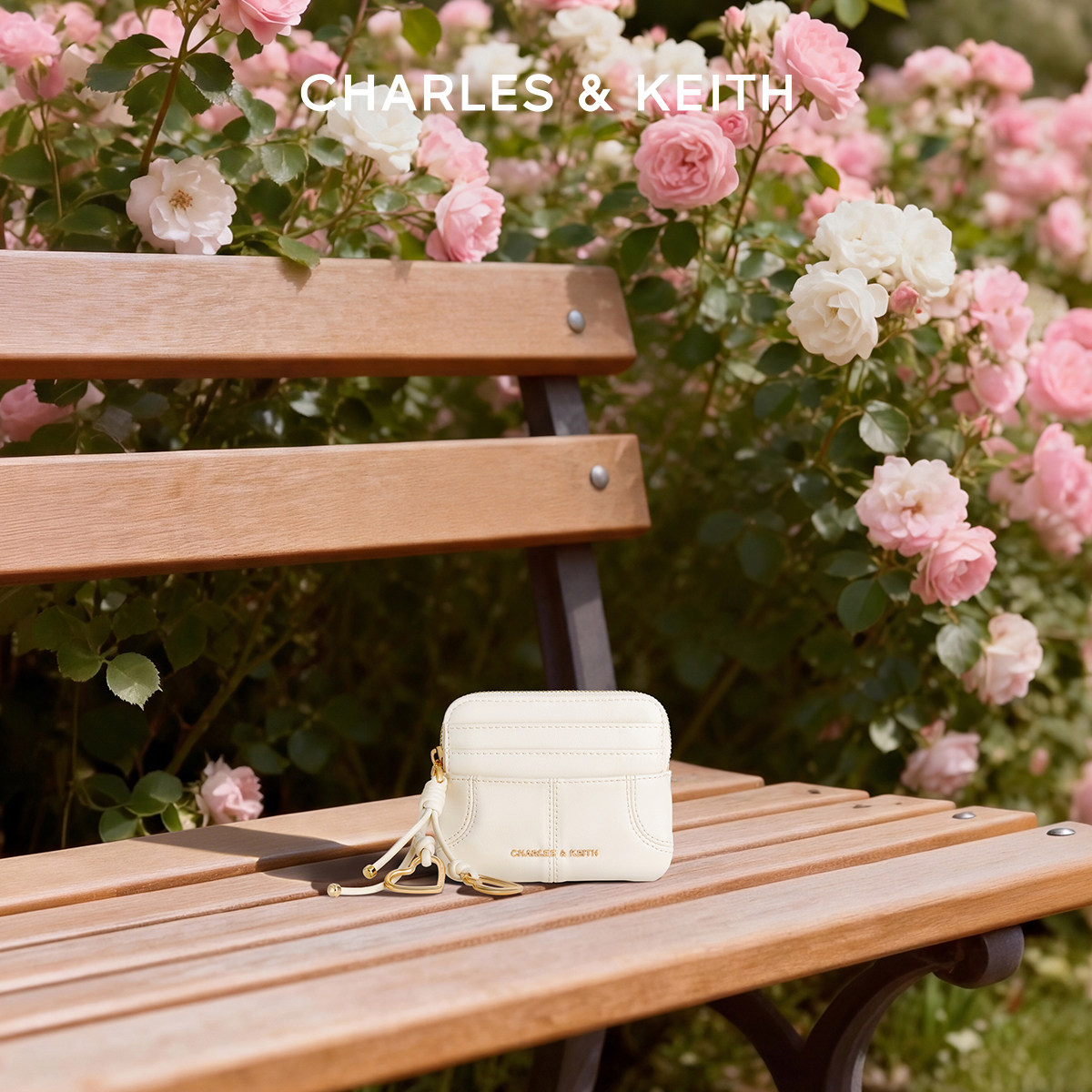 CHARLES&KEITH26春季新品CK6-50681248爱心包挂油蜡皮卡包零钱包