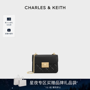 80701360拼接菱格链条小方包女 CHARLES&KEITH秋冬CK2 新年礼物