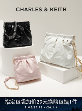 CHARLES&KEITH秋冬女包CK2-40671449链条单肩流浪包托特包婚包