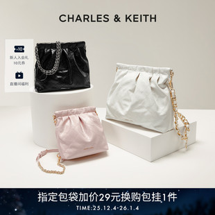 CHARLES&KEITH秋冬女包CK2 40671449链条单肩流浪包托特包婚包