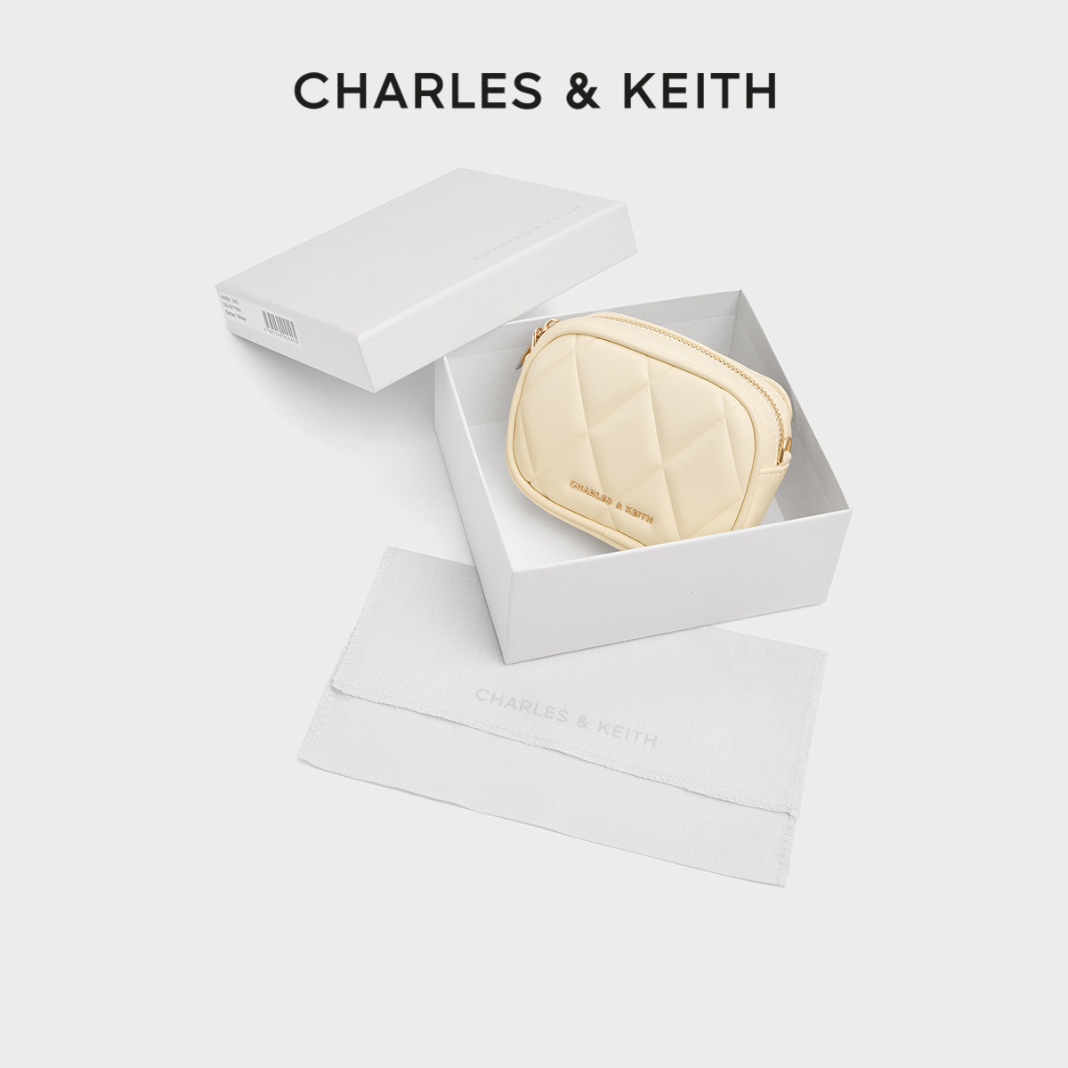 CHARLES&KEITH秋冬女包CK2-00770664迷你菱格链条小方包钱包