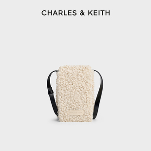 CHARLES&KEITH25夏季 00271427毛絨單肩斜挎小方包手機(jī)包 CK2 新品