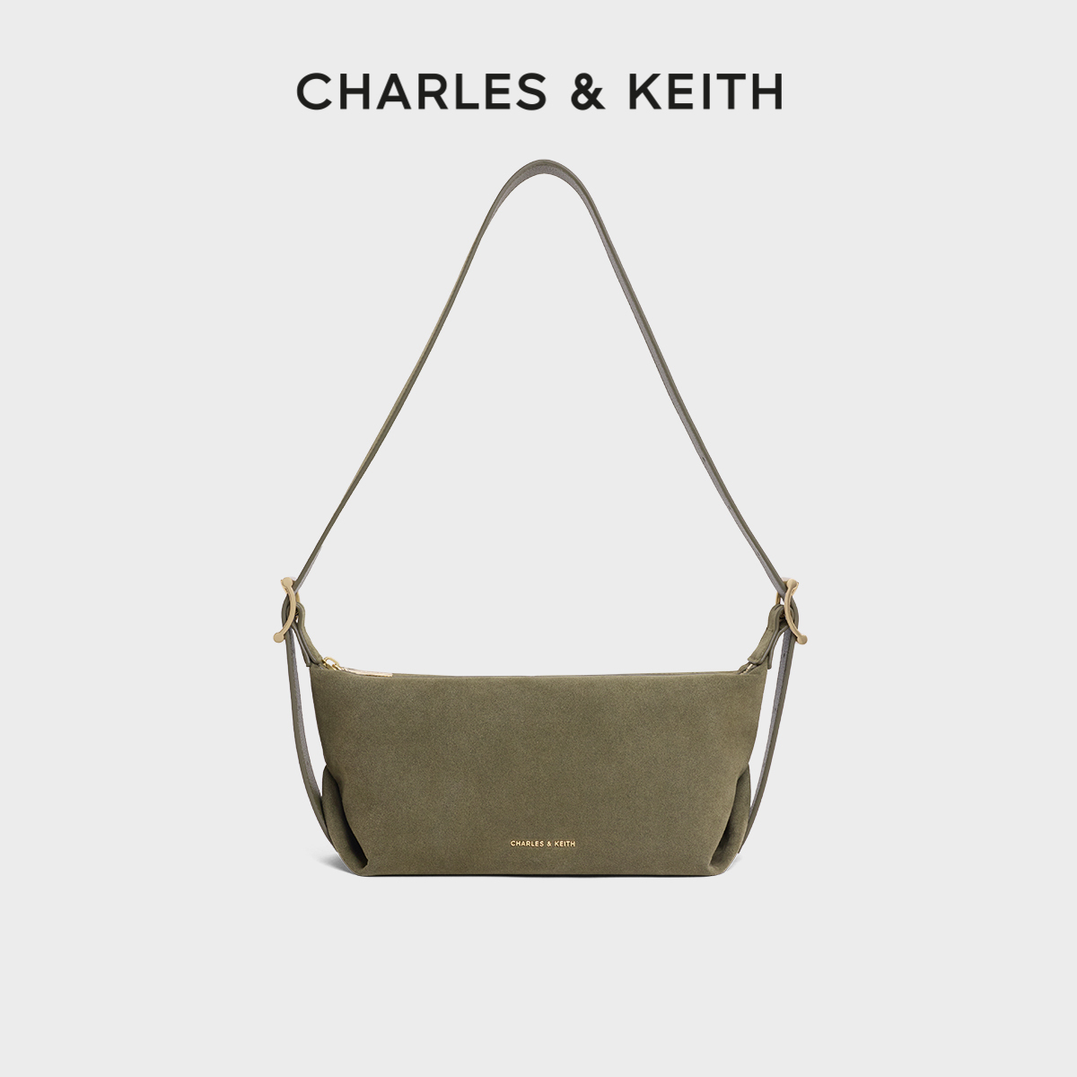 CHARLES&KEITH复古绒面腋下包