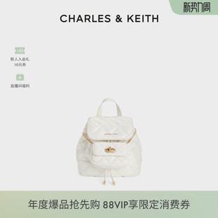 CHARLES&KEITH春夏女包CK2 60151400菱格大容量通勤单肩双肩包女