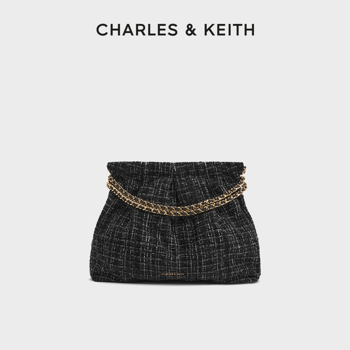 CHARLES&KEITH粗花呢大号流浪包