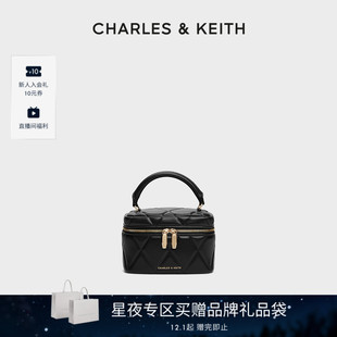 80782534菱格链条手提盒子包 CHARLES&KEITH珠宝包CK2 新年礼物