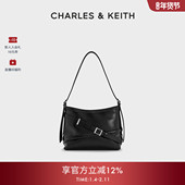 CHARLES&KEITH25秋冬CK2 80271629绑带式 酷感水桶包腋下包hobo女