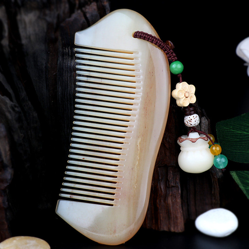 匠中匠天然正品黄牛角梳子女便携小号加厚老角梳细齿直发送给女友