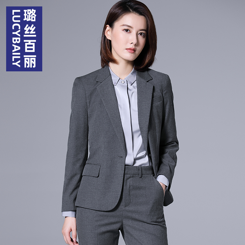 璐丝百丽灰色西装外套设计感小众