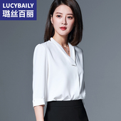 女夏季 白衬衫 2025新款 职业短袖 雪纺衫 气质休闲半袖 五分袖 上衣时尚