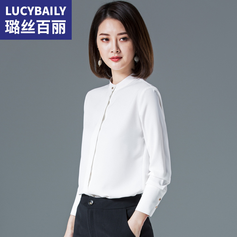 职业白衬衫女长袖雪纺上衣2025春秋新款时尚气质新款打底立领衬衣
