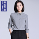 衬衫 女2025春季 新品 璐丝百丽银灰色长袖 气质职业装 面试工作服衬衣