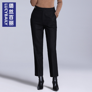 微弹直筒通勤休闲裤 璐丝百丽黑色长裤 职业西装 新款 子 女2026春季