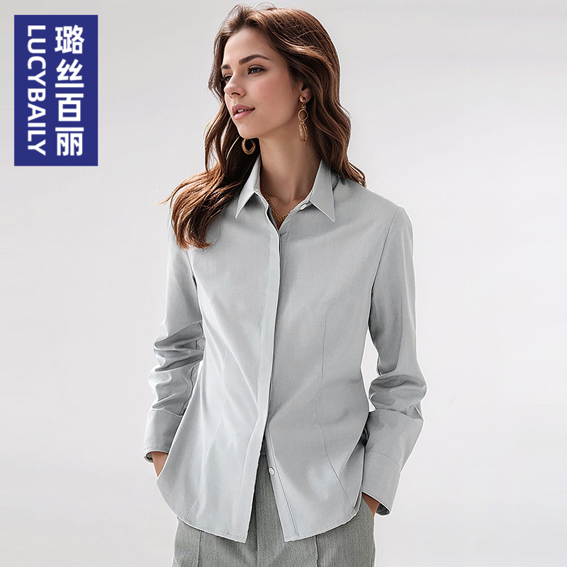 璐丝百丽2025新款职业面试长袖衬衫女休闲通勤气质百搭衬衣OL上衣