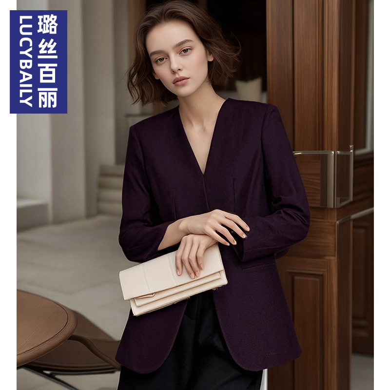 西装外套女2025新款春秋季职业通勤上衣高级感气质纯色职业面试OL