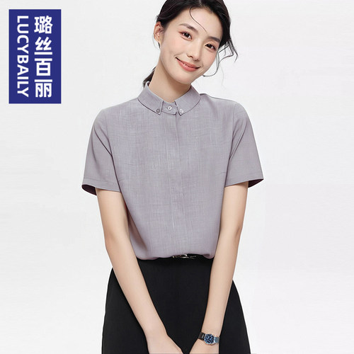 璐丝百丽2026新款职业衬衫女短袖气质百搭通勤面试名媛高级感上衣