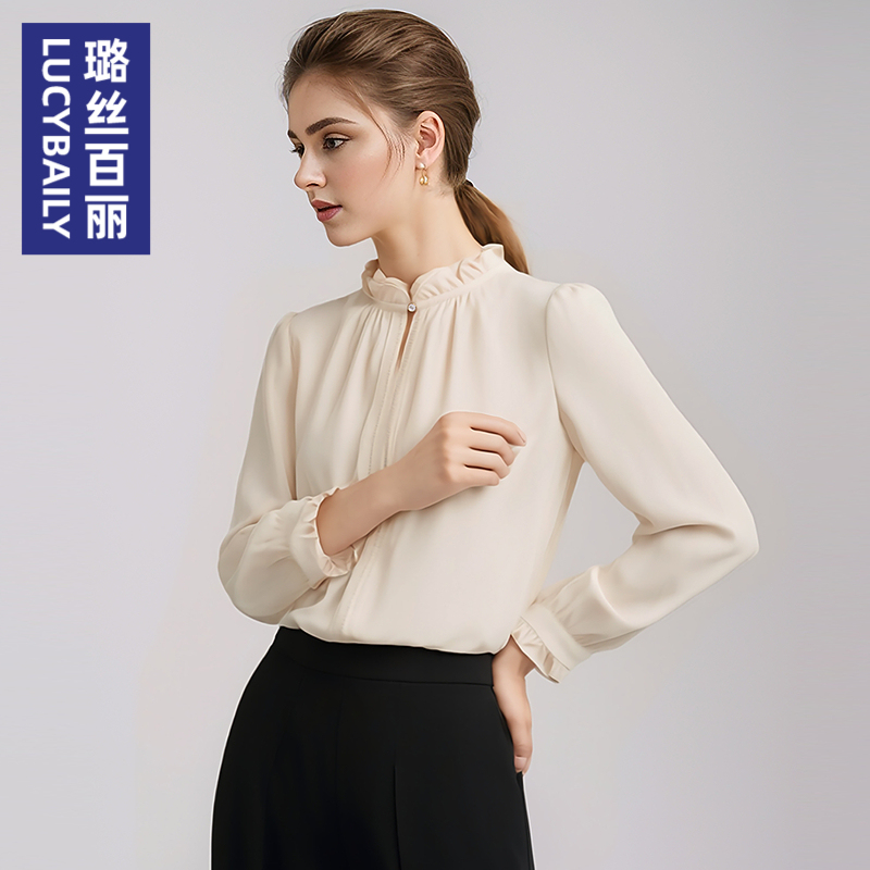 璐丝百丽2025新款长袖衬衫女短袖时尚百搭衬衣设计感气质上衣