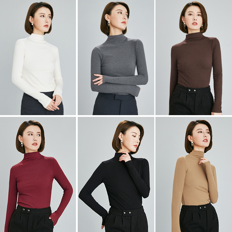 秋冬打底衫套头半高领