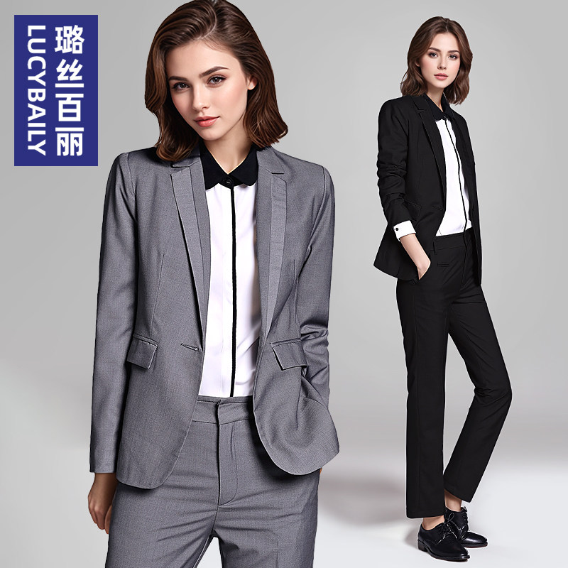灰色西装套装女气质职业装高级感