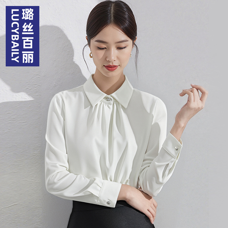 2025新款时尚高级感衬衫衬衣长袖上衣女白色气质休闲职业通勤春季