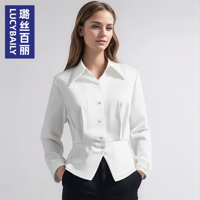 白色长袖衬衫女2025新款通勤职业衬衣高端商务上衣工作服百搭小众