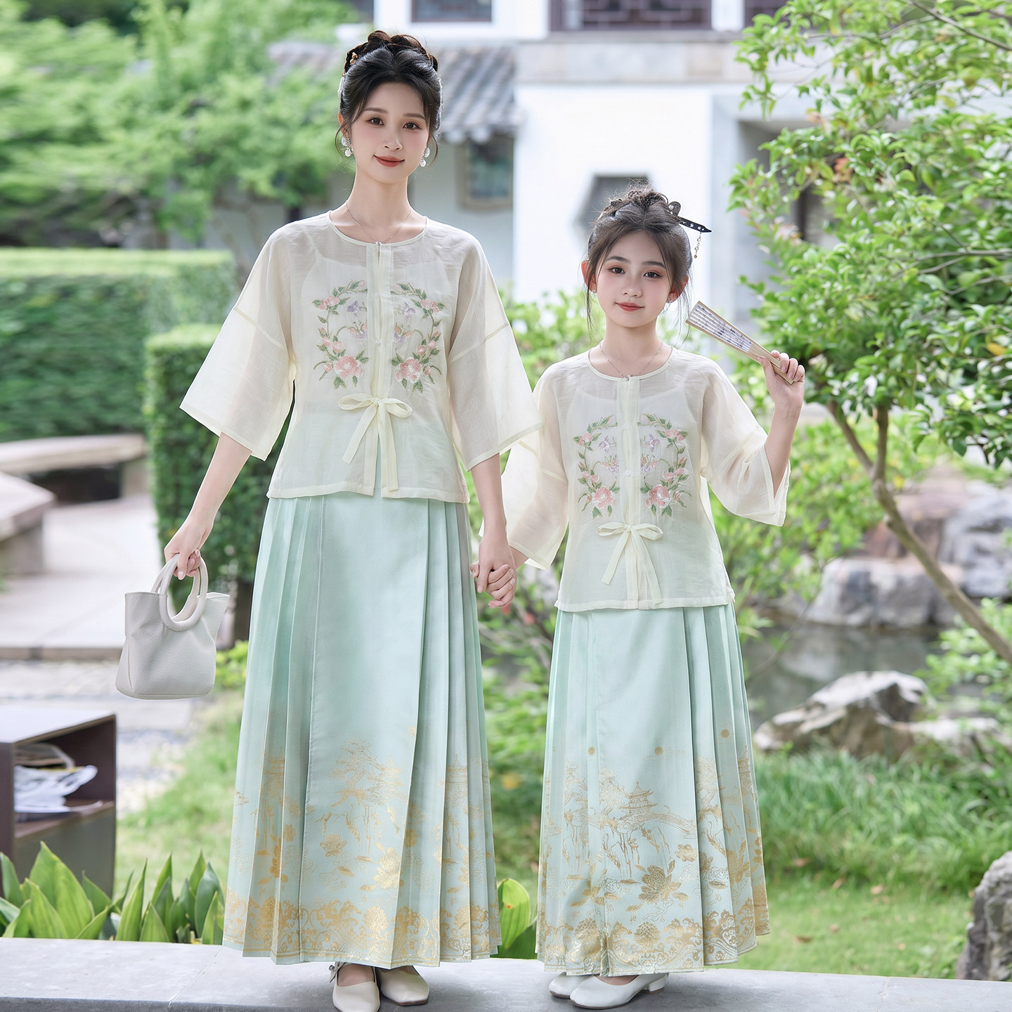 亲子装母女款汉服女童马面裙套装图片