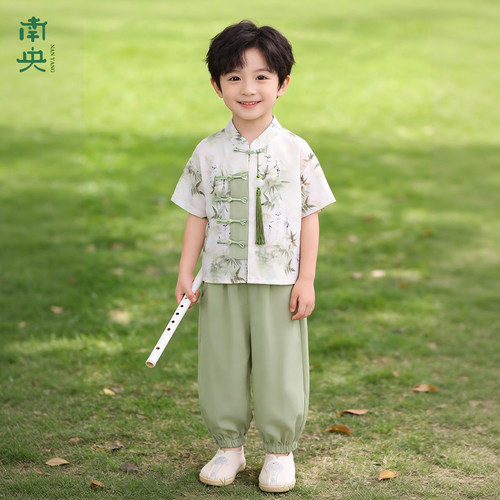 日常可穿汉服男童短袖套装夏季