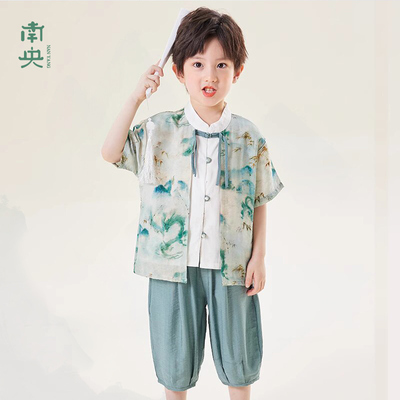 汉服男童夏儿童新中式短袖套装