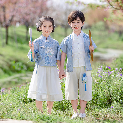 儿童国风短袖套装新中式汉服男童