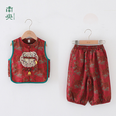 新中式男童背心套装夏季薄款儿童